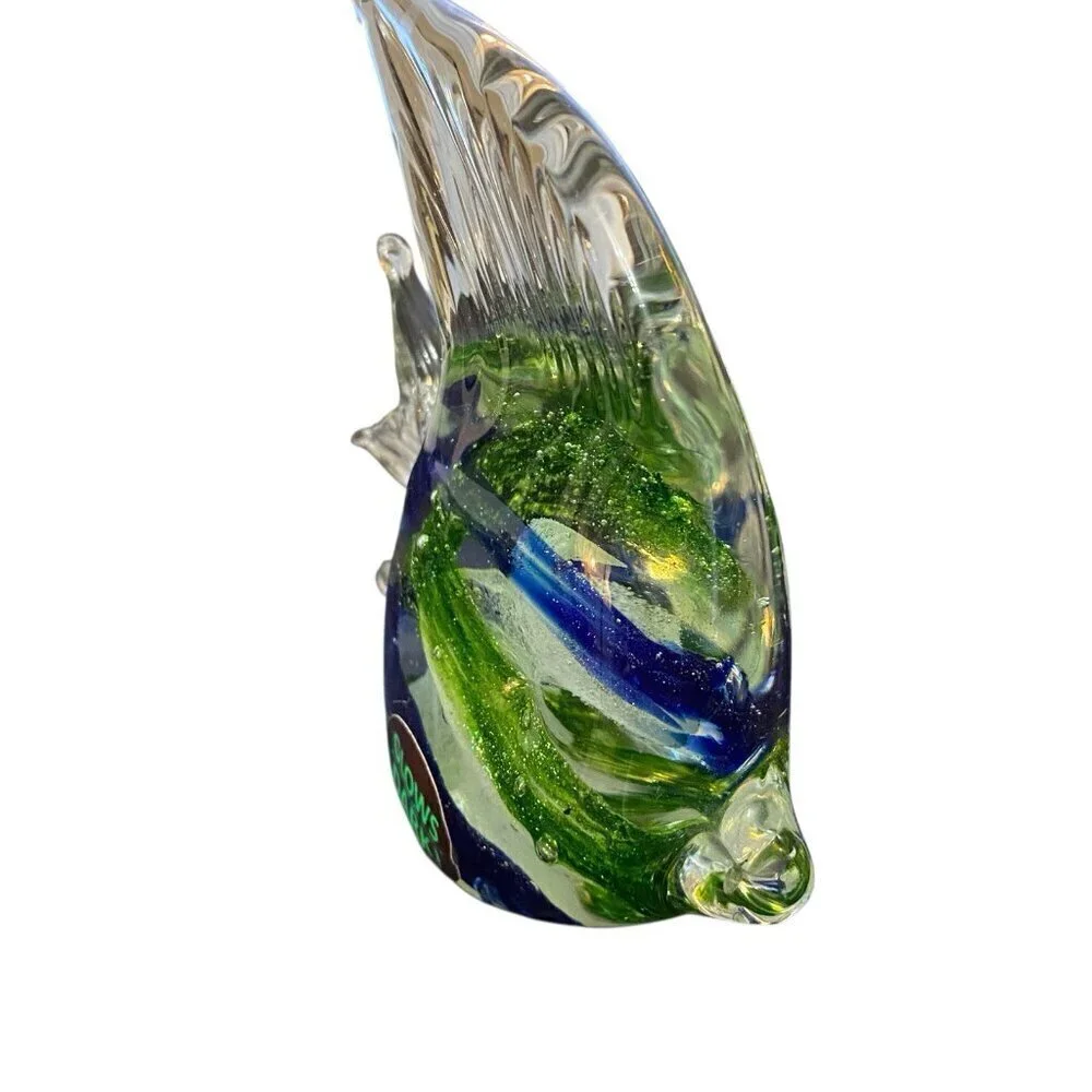 Art Glass Angel Fish Paperweight Figurine Glow In Dark 4